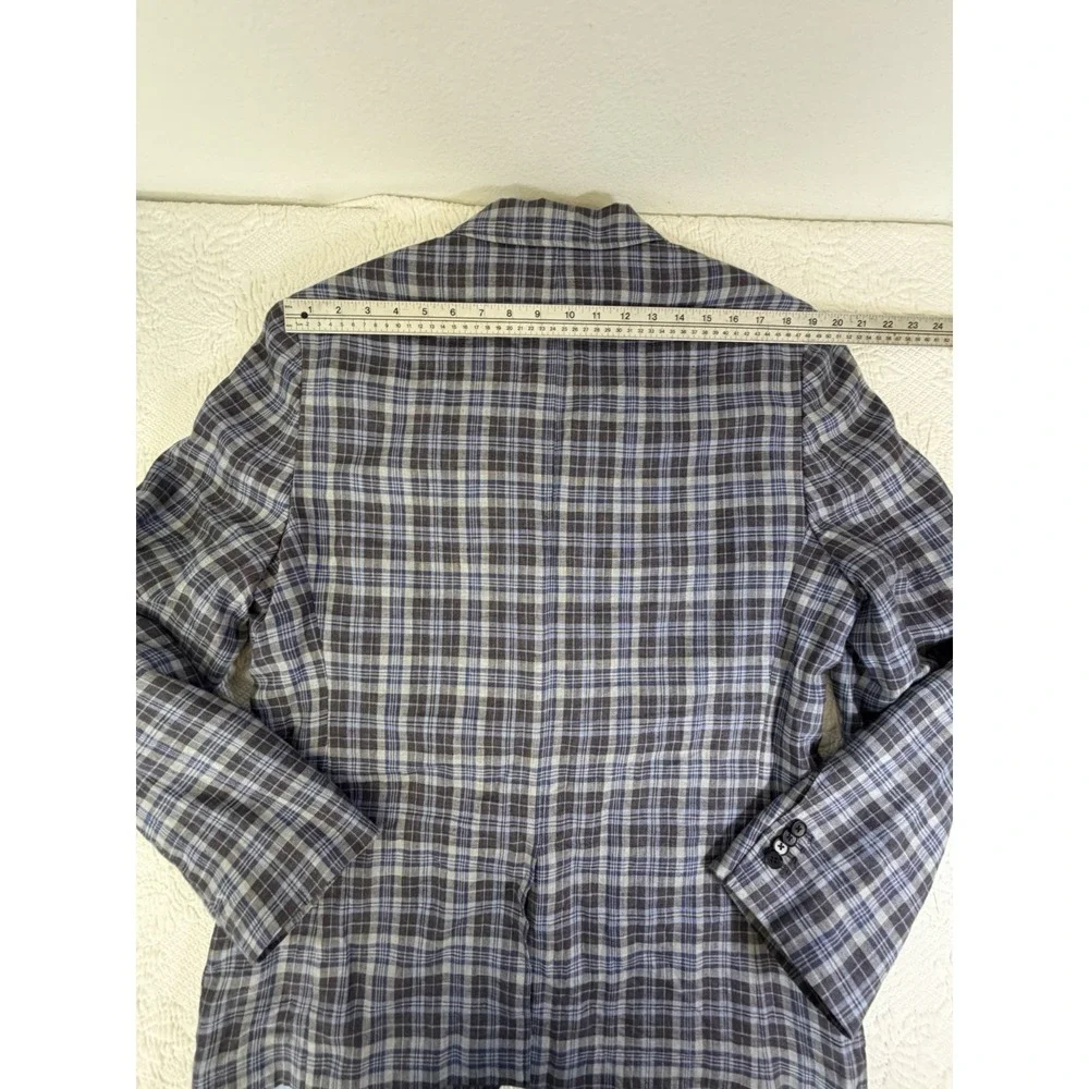 Banana Republic Linen Plaid Blazer Sport Coat Mens 44R Tailored Fit Lightweight‎